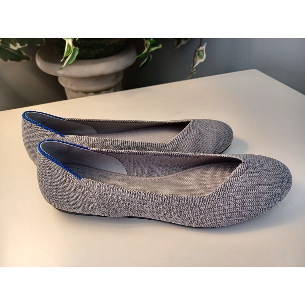 Rothys The Flat Womens Sz 11.5 NWOT Shimmering Silver & Grey